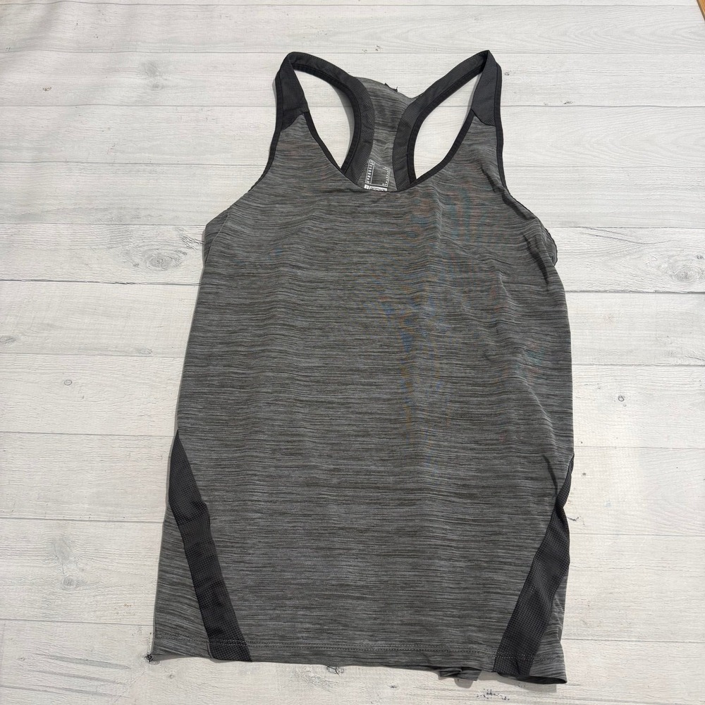 Decathlon women's grey race back tank top size small